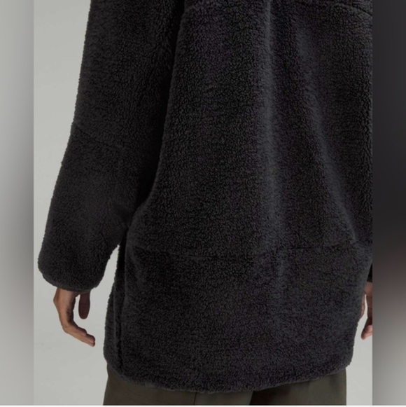 Lululemon✨Collarless Textured Sherpa/Fleece Zip Long Jacket✨FLAWLESS✨Black✨10 - Picture 5 of 5